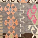 5x10 Long Wide Brown & Pink Tribal Vintage Kilim Rug, 163x298Cm
