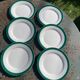 6 flat antique earthenware plates with dark green edging Digoin sarreguemines old france