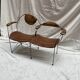 Contemporary double bench in wood and metal by Francis Veillerot (2004)