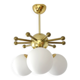 Vintage Sputnik Chandelier Gold Brass Space Age Redesign Pendant Lamp