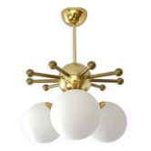Vintage Sputnik Chandelier Gold Brass Space Age Redesign Pendant Lamp