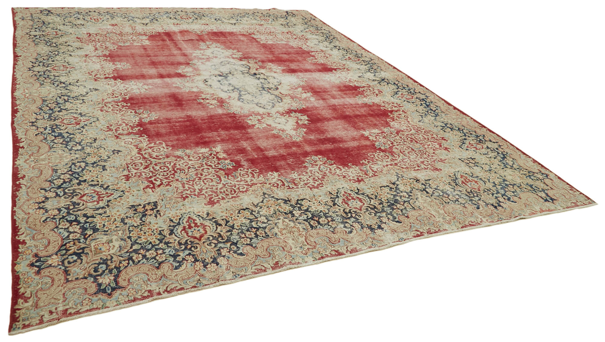 Hand-knotted persian antique 1970s 298 cm x 385 cm beige wool carpet