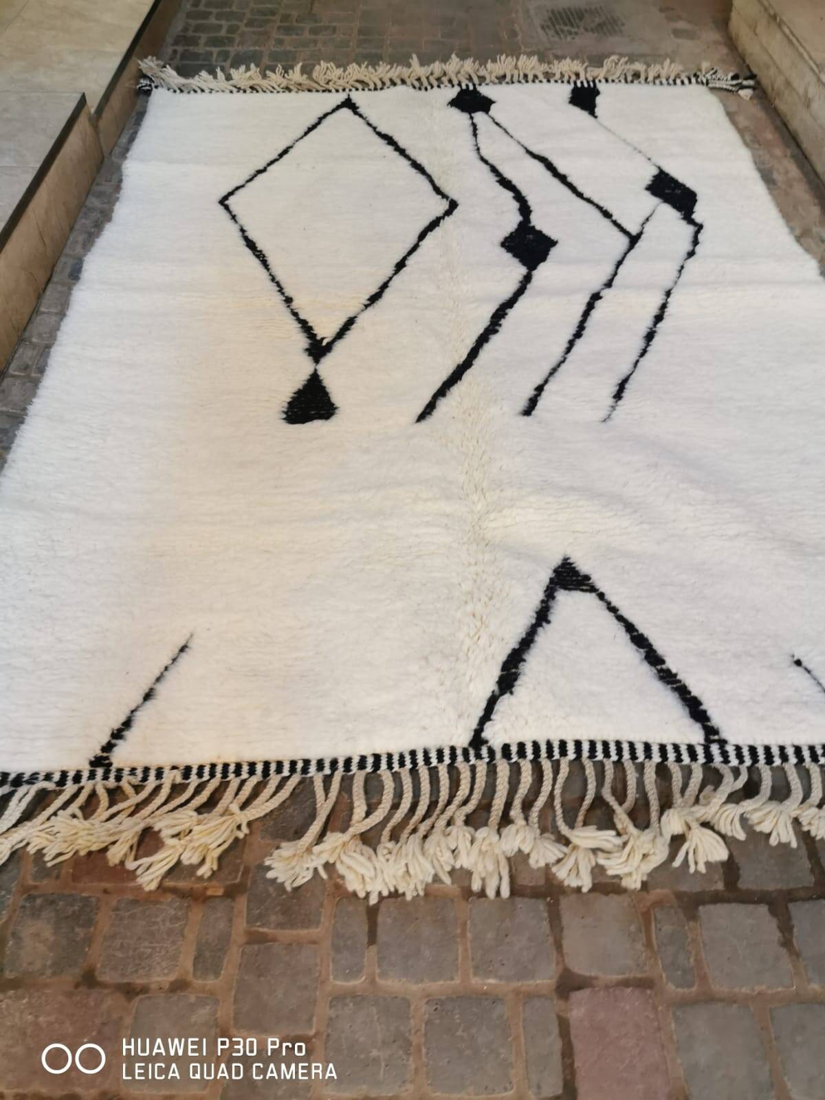 Tapis Berbère Blanc « Diamant d'Atlas » 3*2m