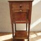Antique bedside table in solid wood and marble – 19th century