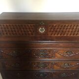 Chest of drawers / Scriban secretary in carved oak (XVIIIth) - Decor Louis XVI