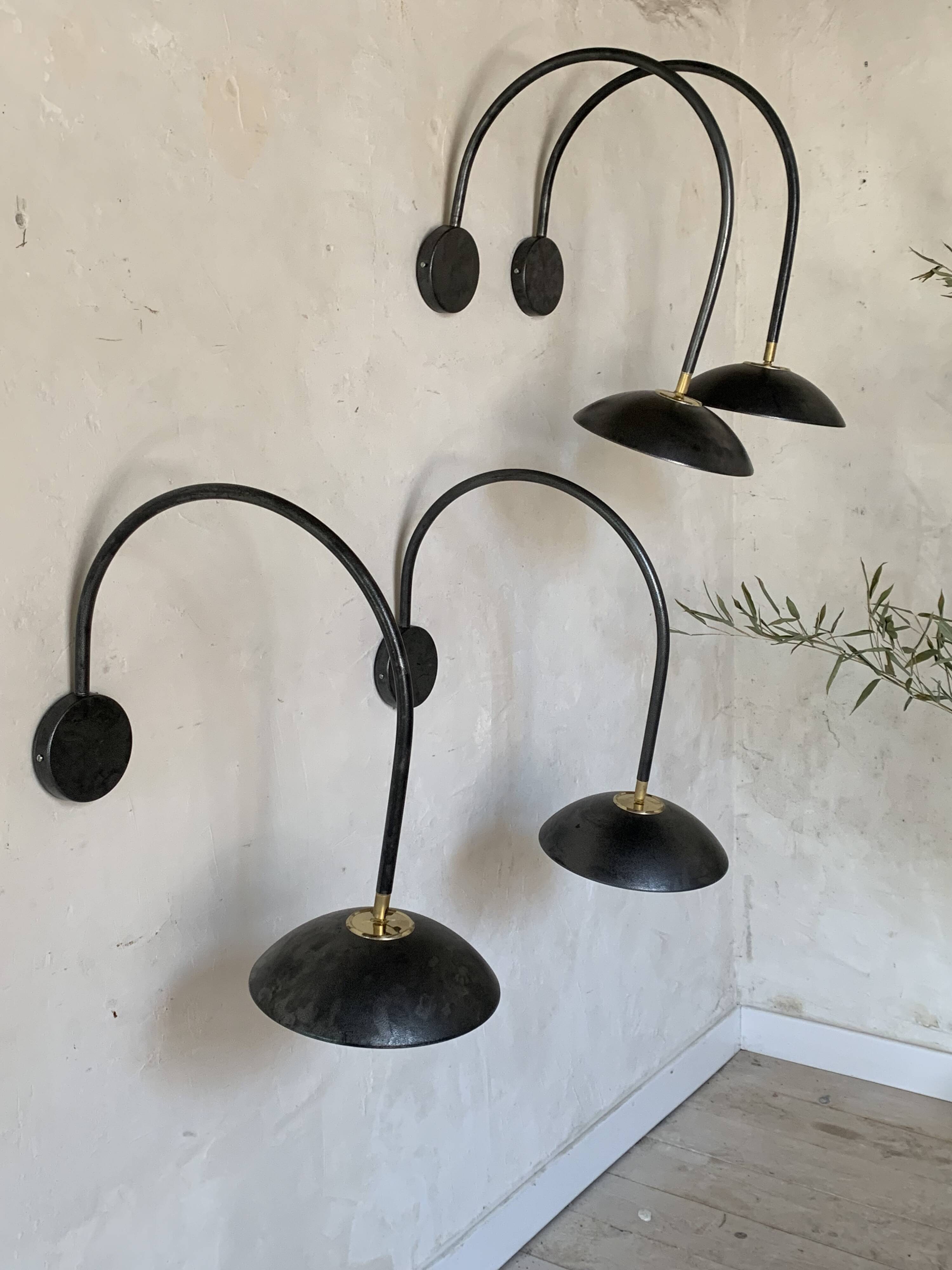 Pair of vintage black wall lights
