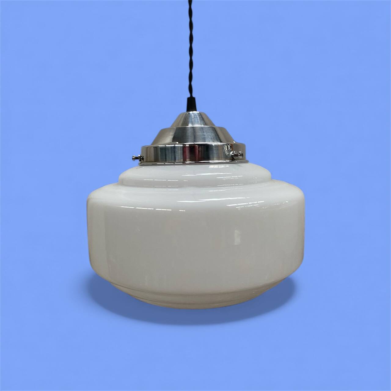 Art Deco white opaline glass pendant light