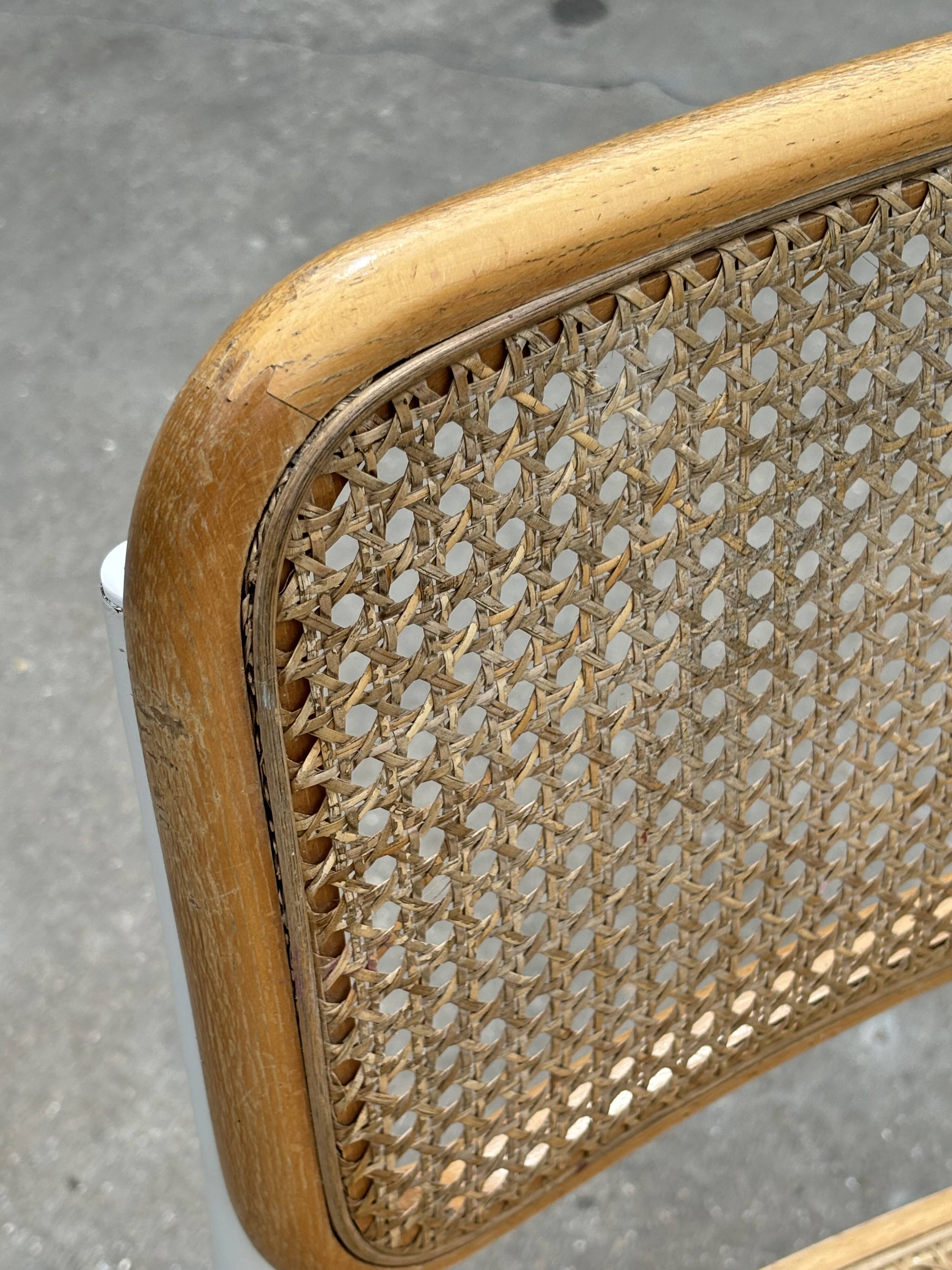 Cesca chair b32 model in white and wood by Marcel Breuer