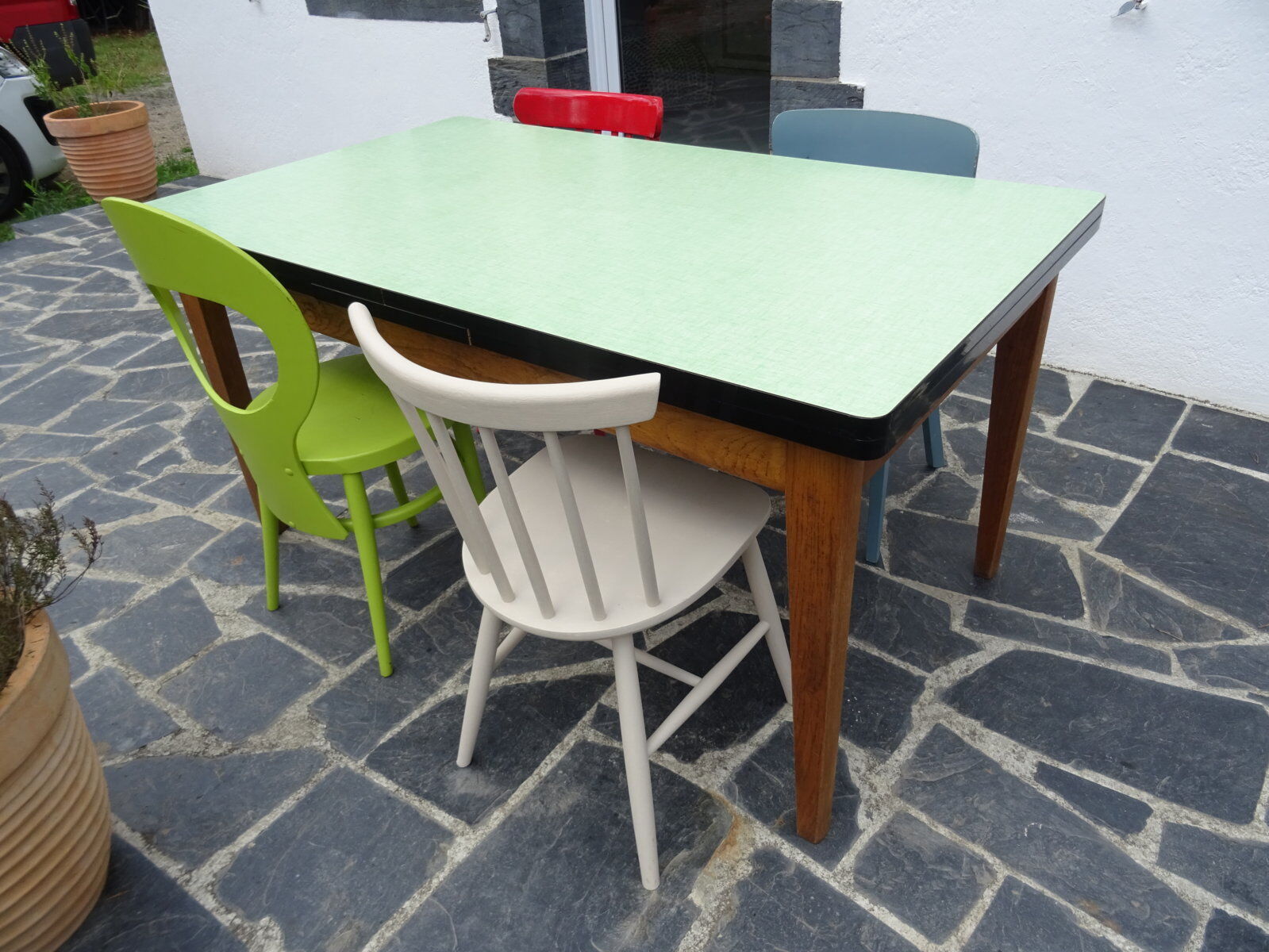 Solid oak and formica extension table