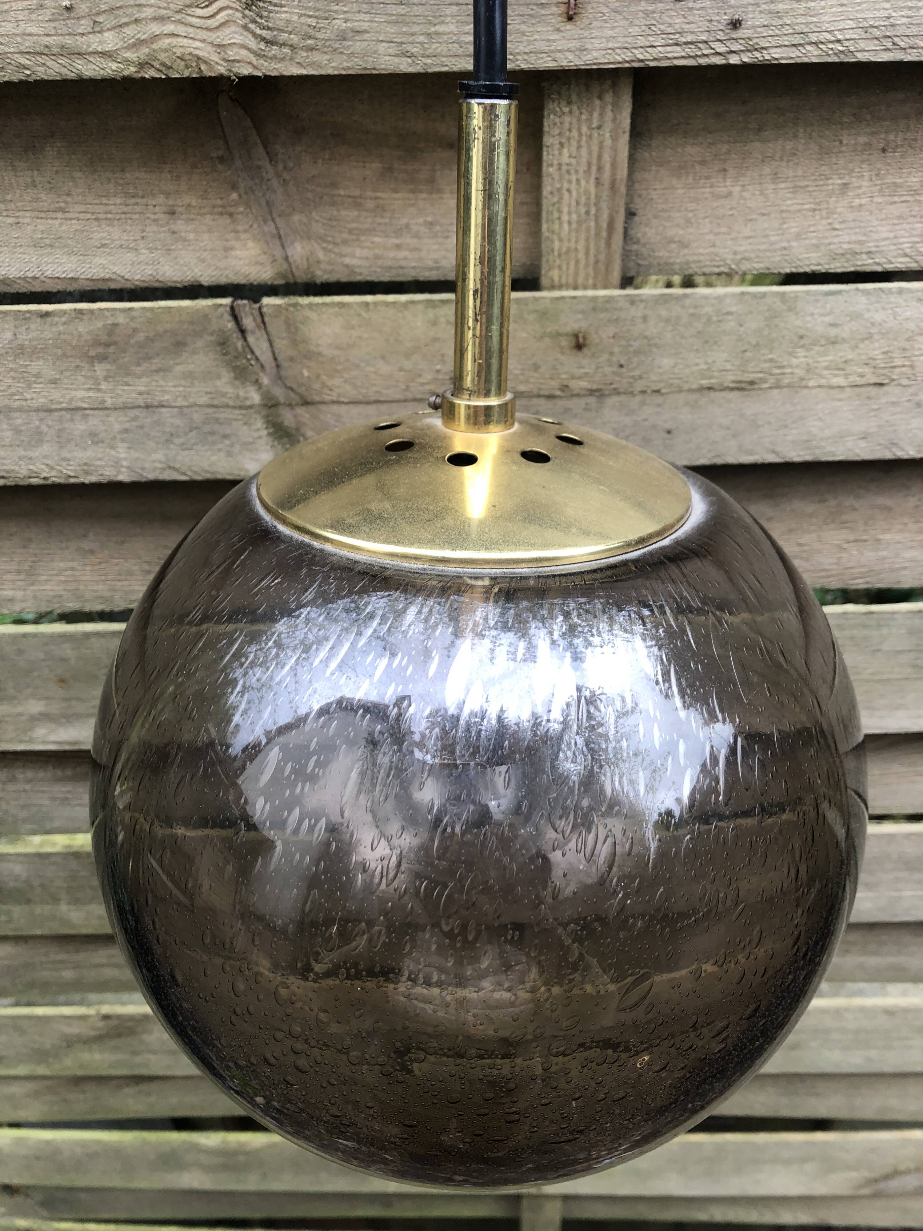 Yellow glass pendant lamp from Biot, 1970s