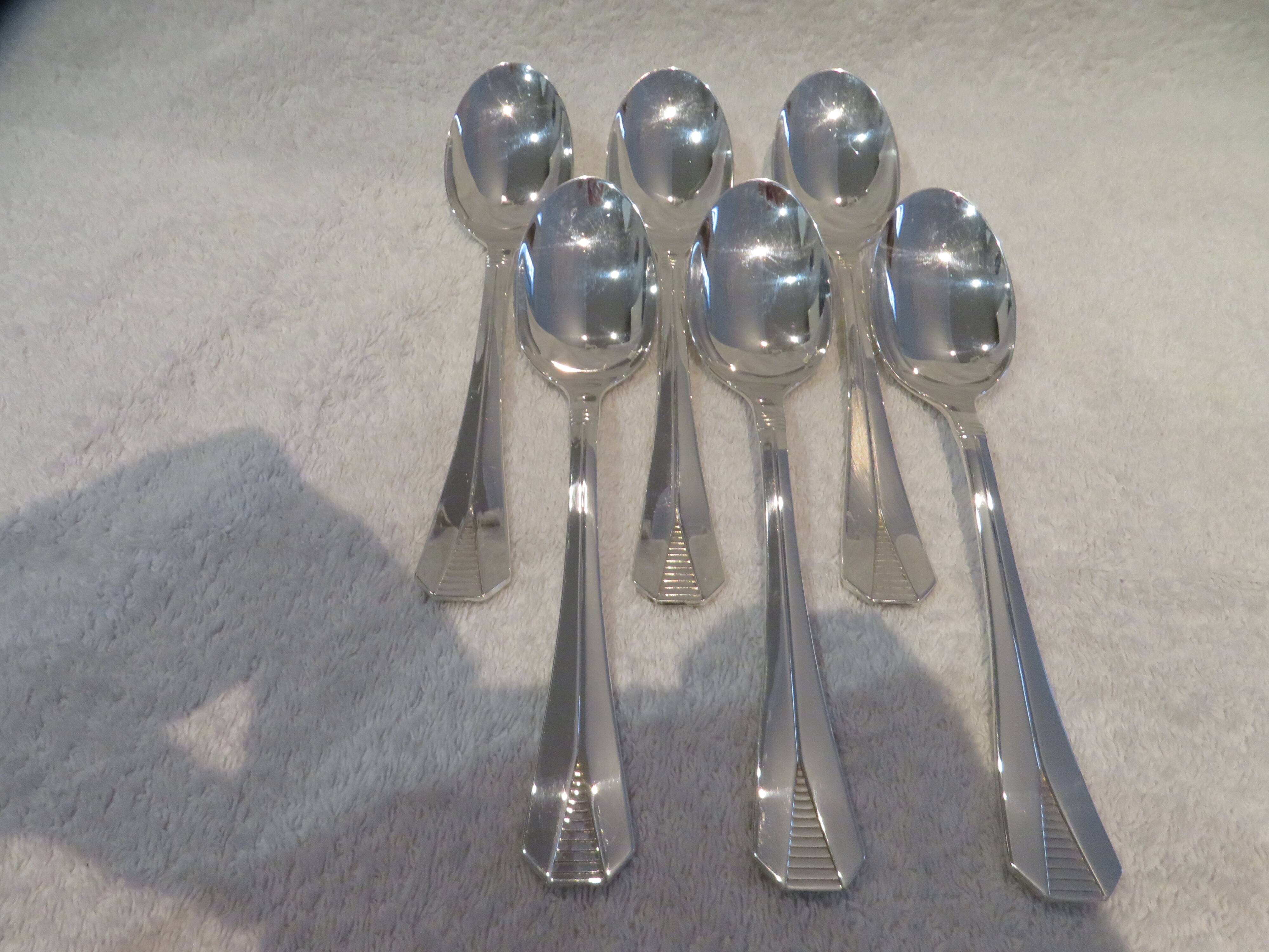 6 silver plated soup spoons Christofle Atlantide 20.7cm