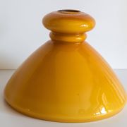 1970s honey yellow opaline pendant light with leather hook