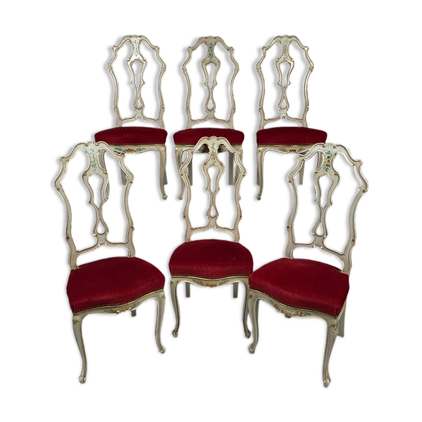 Series of six high-backed chairs in Venetian taste