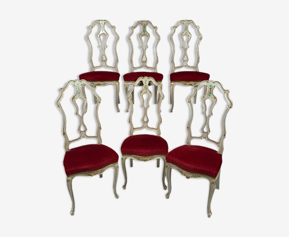 Série de six chaises à haut dossier dans le goût vénitien