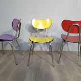 3 colored formica chairs