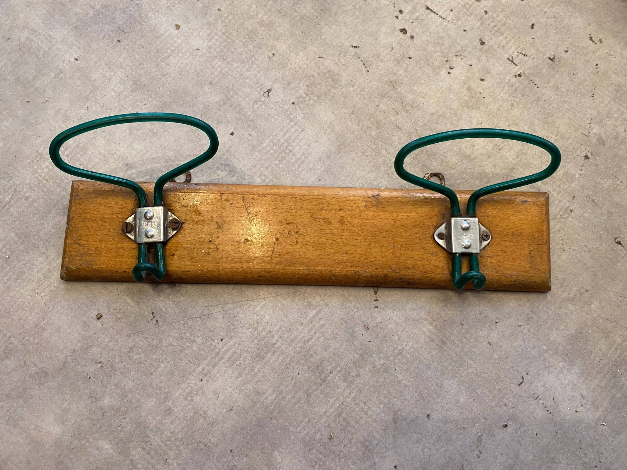 Old coat rack from the 50's double wood and metal hooks