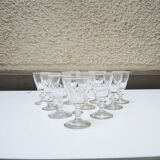 10 anciens verres à pied en cristal de style caton h10 cm