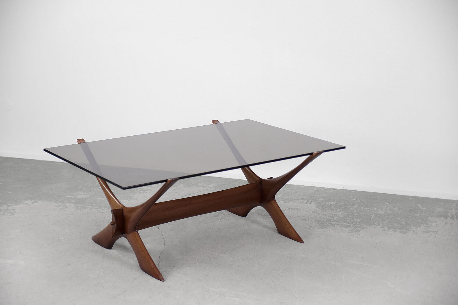 Mid-century scandinavian walnut condor coffee table by fredrik schriever-abeln for örebro glass, 196