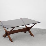 Mid-century scandinavian walnut condor coffee table by fredrik schriever-abeln for örebro glass, 196