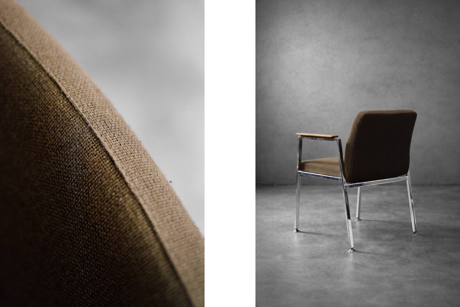 Mid-century modern brown German conference chair, made by Drabert, 1970.