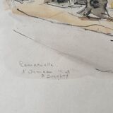 André Duculty (1912-1990) Watercolor on paper "Place de l'ormeau à Ramatuelle" Signed below