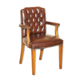Fauteuil de bureau Gainsborough style George II Chesterfield cuir