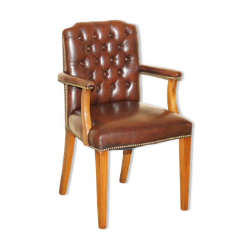 Gainsborough office chair in George II style, Chesterfield leather.