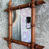 Wooden barber mirror imitation bamboo from the 20s