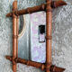 Wooden barber mirror imitation bamboo from the 20s
