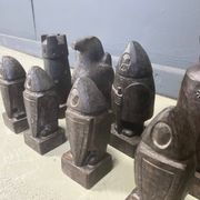 Large hand crafted wooden chess figure set, 1960s