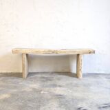 Raw oak wood bench