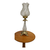 Cut crystal and bronze lamp