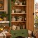 Renovated Art Deco Parisian wardrobe in khaki with original mirror.