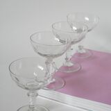 Set of 4 faceted crystal champagne glasses, 1930