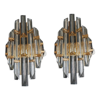 Venini pair of wall lamps structure gold large model