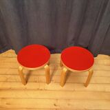 Pair of NE60 stools designed by Alvar Aalto, Artek, Finland, 1980s