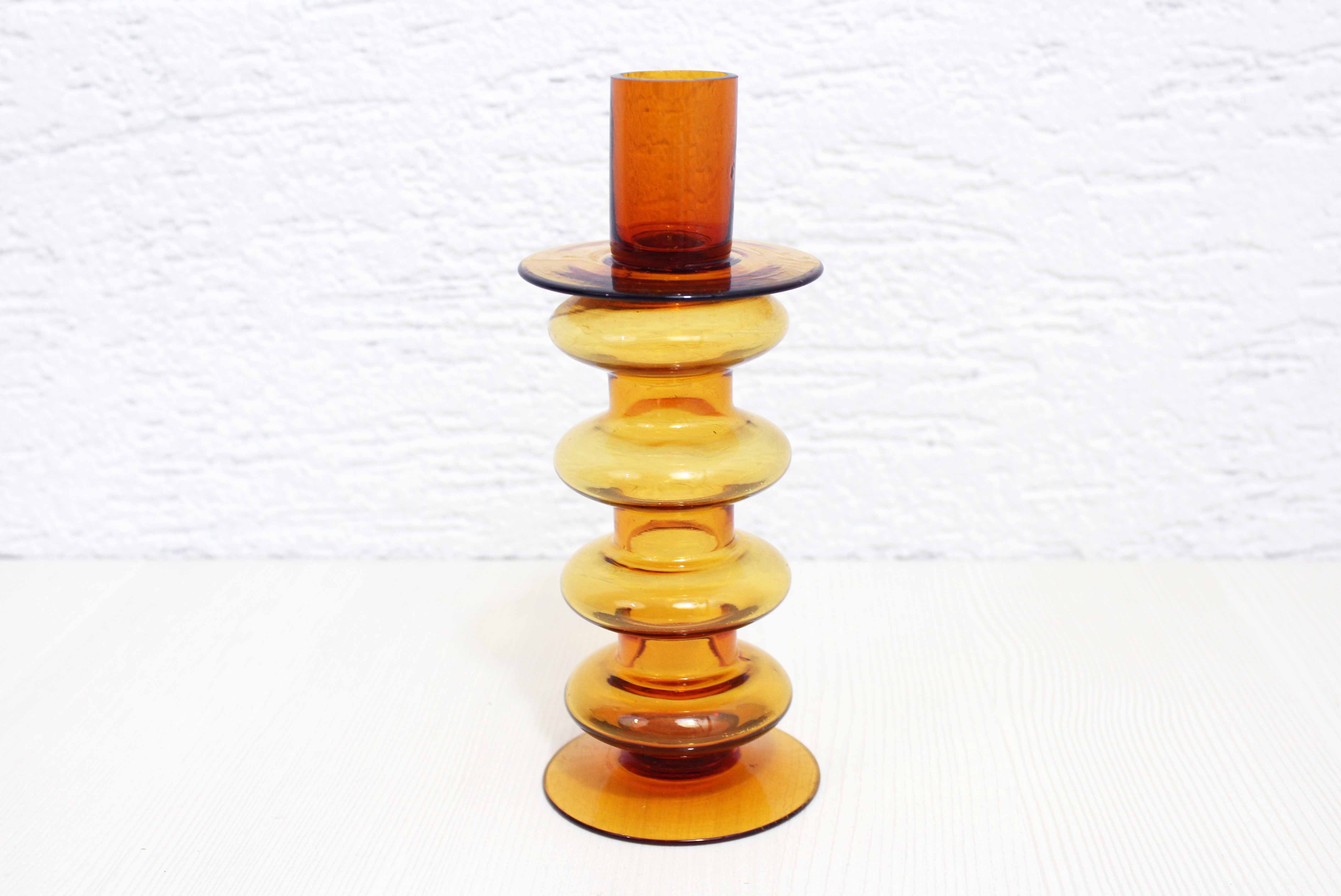 Space age glass candle holder