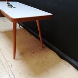 Wooden coffee table, children's desk glass top, interier praha, 1960, Czechoslovakia