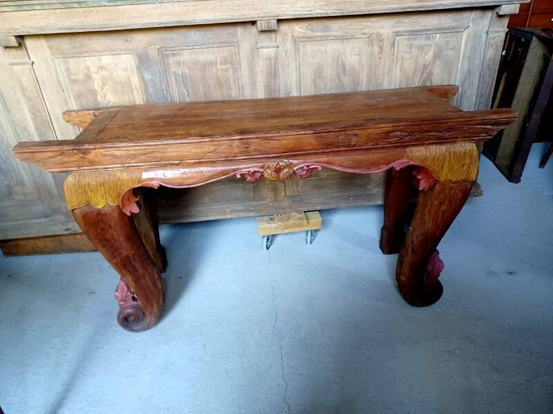 Antique console table in ethnic exotic wood