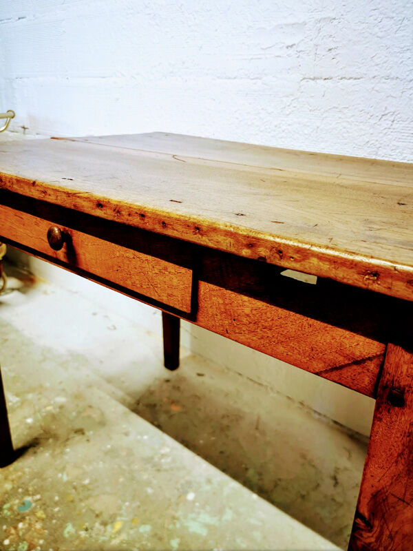 Old farm table with extension cords