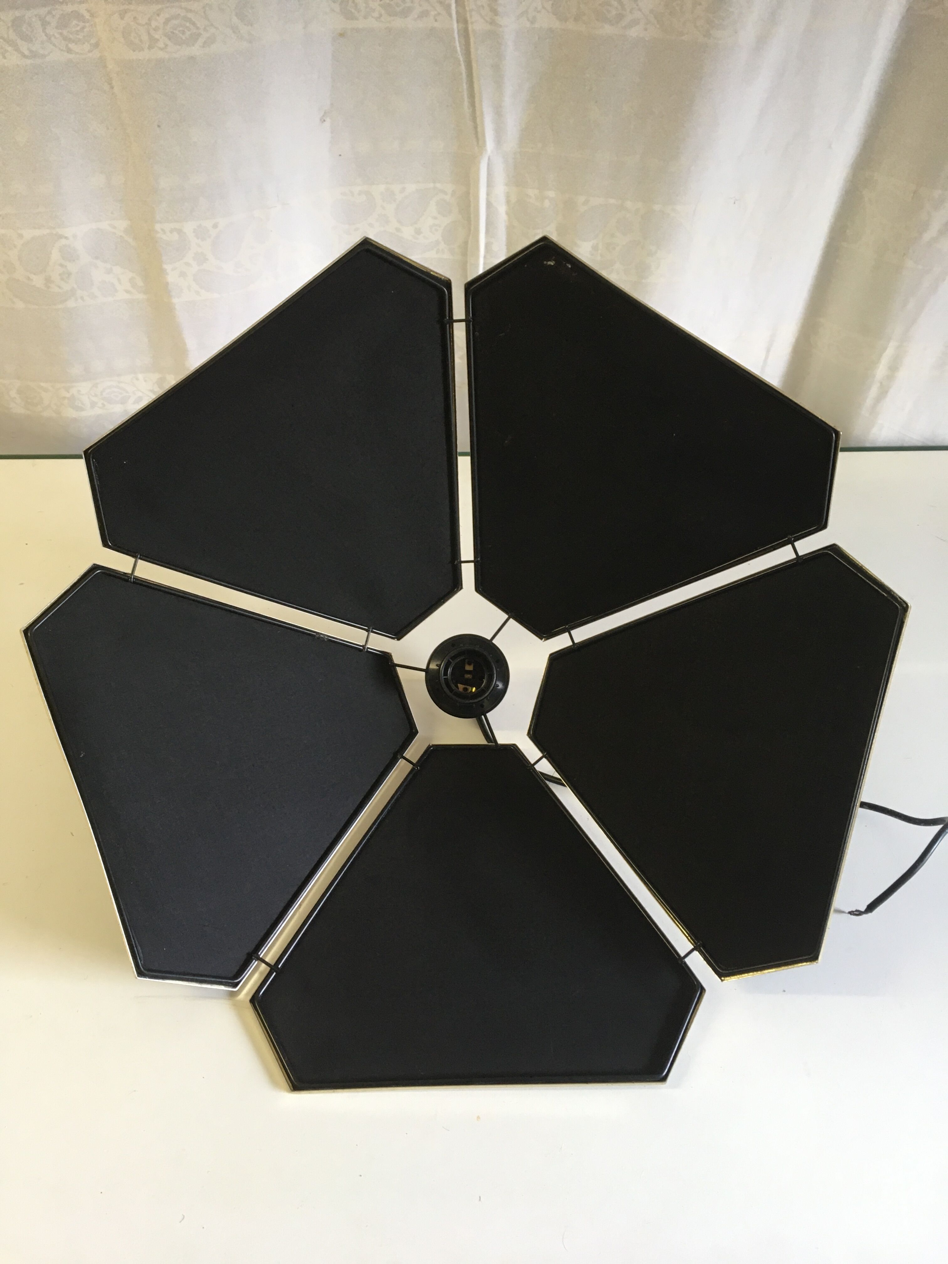 Suspension flower-shaped in black and gold fabrics - 70s