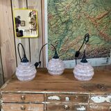 Pink glass portable lamp from Clichy