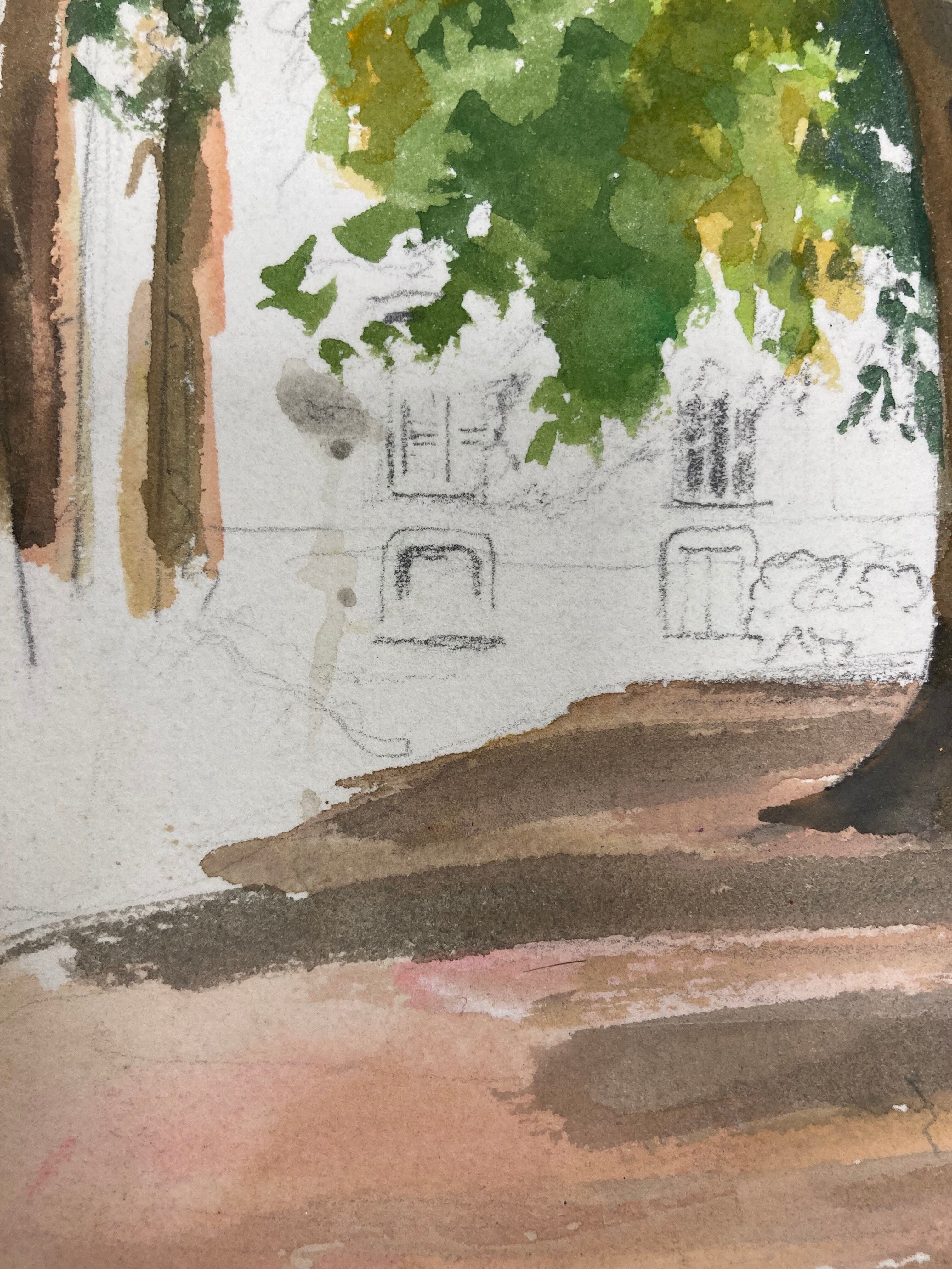 Aquarelle paysage vintage