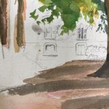 Aquarelle paysage vintage