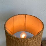 Wicker lamp, jute lampshade, fabric cable 2 m