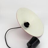 Red conical pendant light in enamelled metal