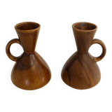 Pair of stoneware pitchers and vases
