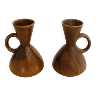 Pair of stoneware pitchers and vases