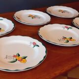 6 flat earthenware plates Charbonnier-Salins circa 1930