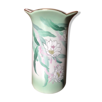 Hand-painted flowery Japanese vase
